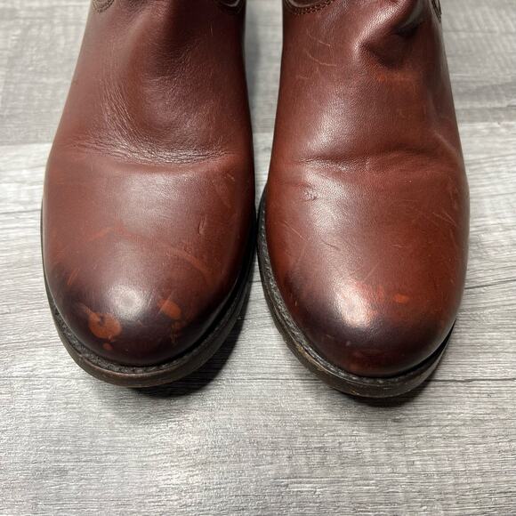 FRYE Womens Melissa Leather Button Zip Short Brown Boots Western Size 6 - Picture 4 of 7